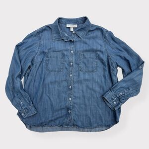 Coolibar Women's Peninsula Chambray Shirt Size XL